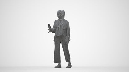 3D people model woman casual walking, scanned human for 3ds Max rendering, wireframe back view