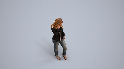 realistic 3D people woman casual walking, render-ready for V-Ray and Corona, FBX OBJ, back view render