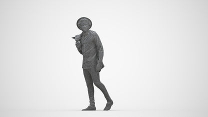 realistic 3D people man casual standing, render-ready for V-Ray and Corona, FBX OBJ, wireframe back view
