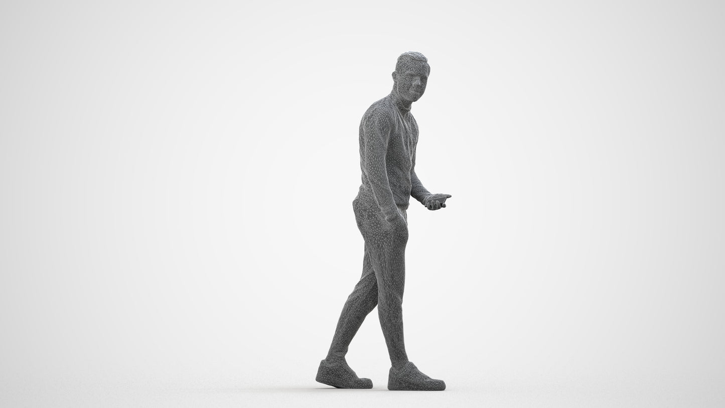 realistic 3D boy casual kids, scanned archviz people for Blender and 3ds Max, wireframe side view