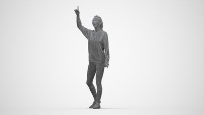 realistic 3D human woman sport, archviz people FBX OBJ for Blender, wireframe back view