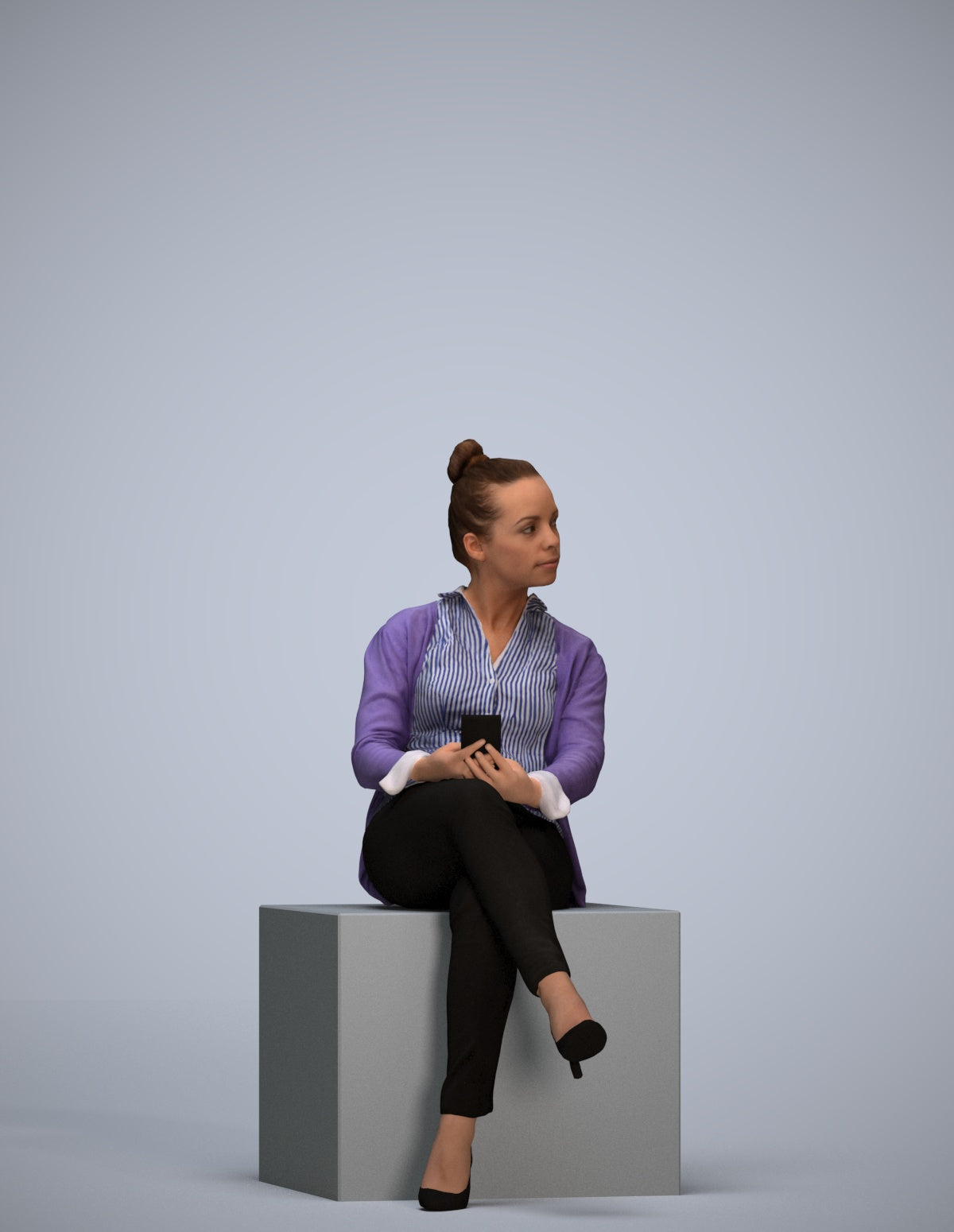 3D people model woman business sitting, scanned human for 3ds Max rendering