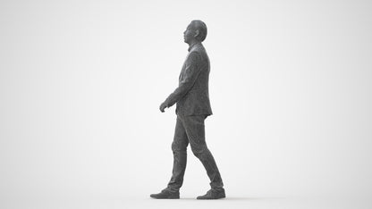 3D human model man business walking, photogrammetry scanned person for archviz, square thumbnail