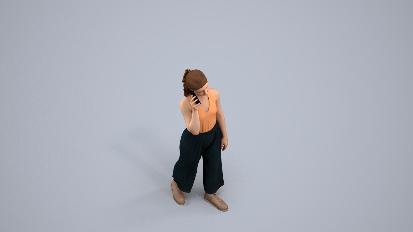 scanned 3D girl casual kids, photogrammetry people for Enscape and V-Ray, back view render