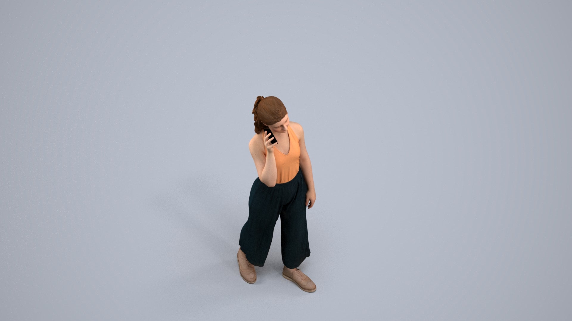 scanned 3D girl casual kids, photogrammetry people for Enscape and V-Ray, back view render