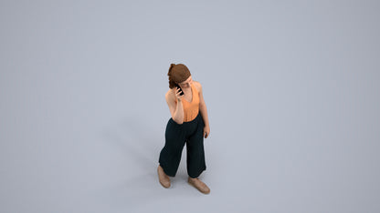 scanned 3D girl casual kids, photogrammetry people for Enscape and V-Ray, back view render