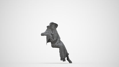 realistic 3D woman casual sitting, scanned archviz people for Blender and 3ds Max, wireframe back view