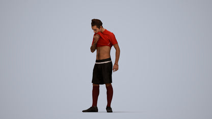 3D human model man sport, photogrammetry scanned person for archviz, top-down view render