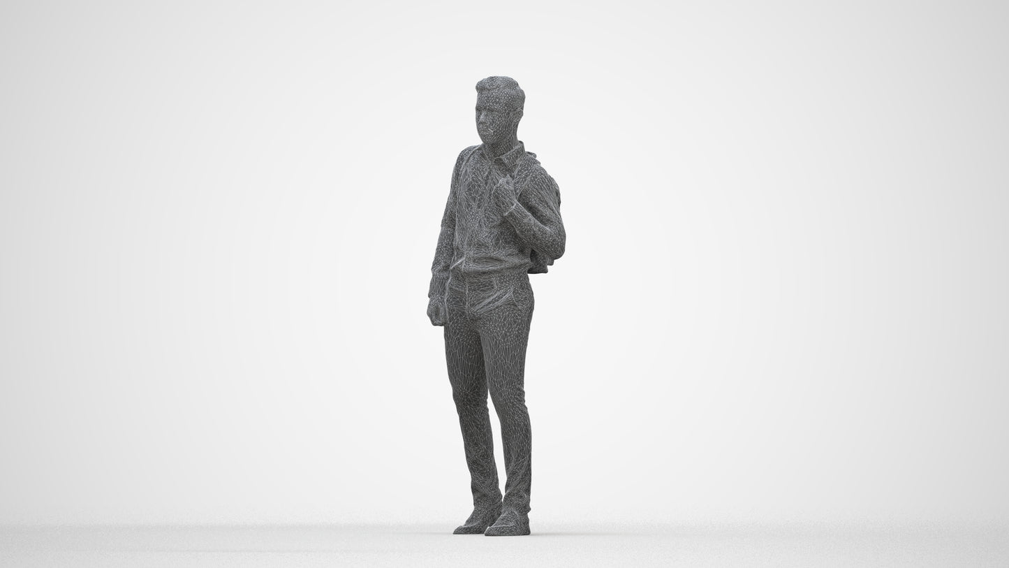 realistic 3D people boy kids, render-ready for V-Ray and Corona, FBX OBJ, wireframe back view