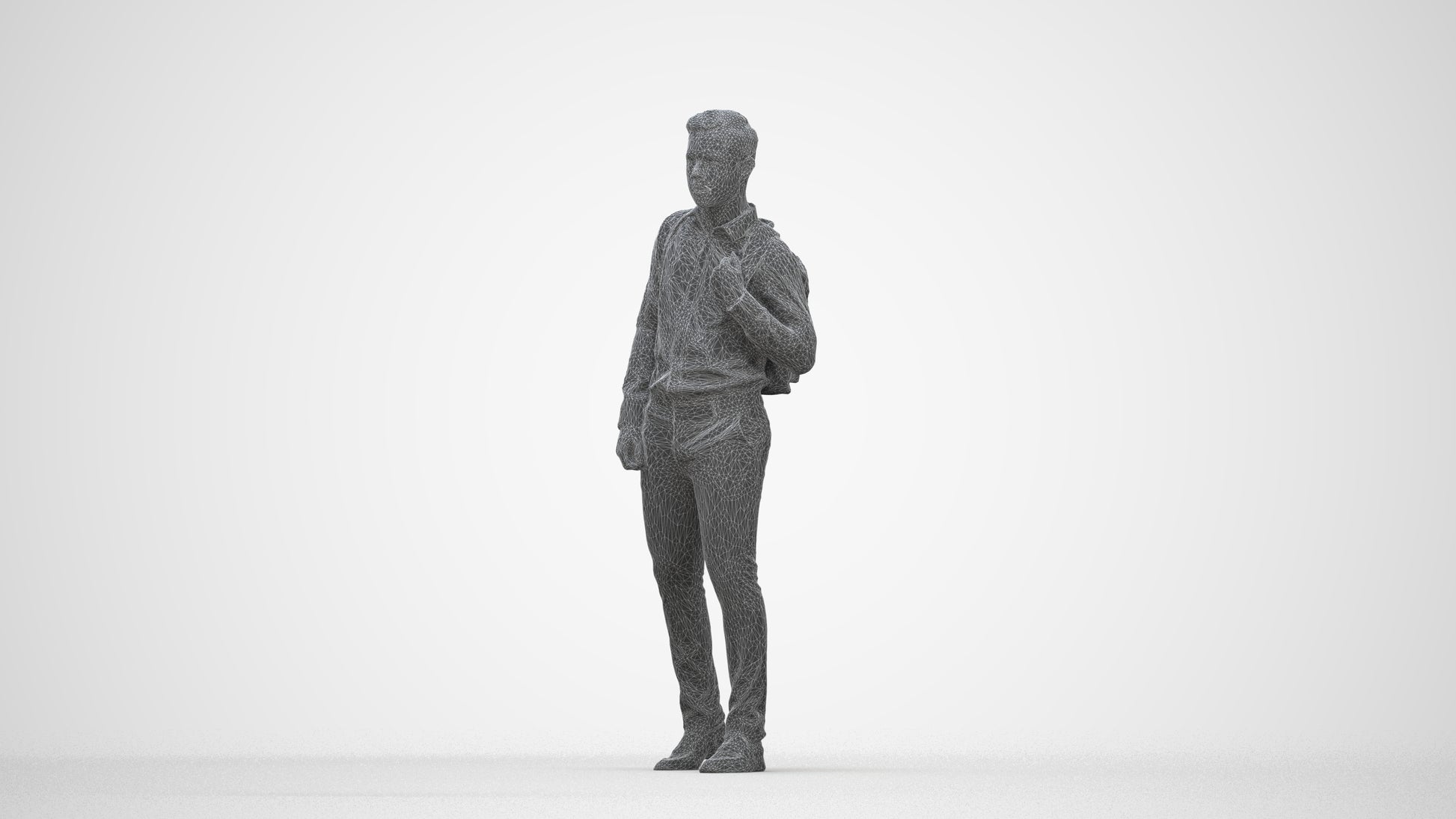 realistic 3D people boy kids, render-ready for V-Ray and Corona, FBX OBJ, wireframe back view