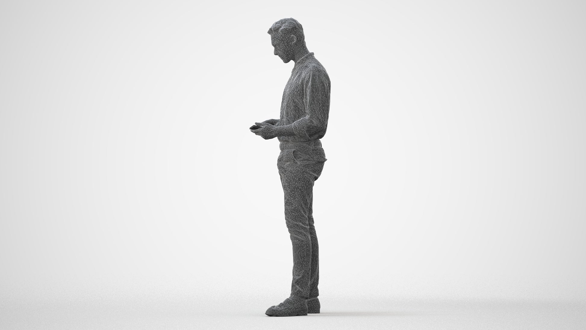 3D people model man casual standing, scanned human for 3ds Max rendering, square thumbnail