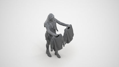 realistic 3D woman casual shopping, scanned archviz people for Blender and 3ds Max, wireframe three-quarter view
