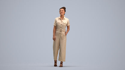 photogrammetry 3D woman formal walking, realistic human model archviz FBX, standing pose render