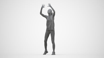 scanned 3D woman sport, photogrammetry people for Enscape and V-Ray, wireframe back view