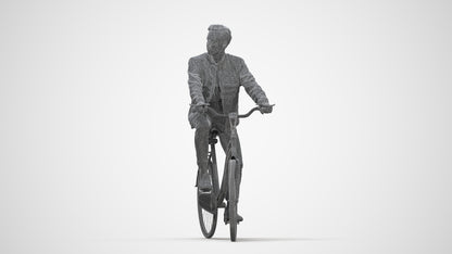 scanned 3D man casual cycling, photogrammetry people for Enscape and V-Ray, wireframe back view