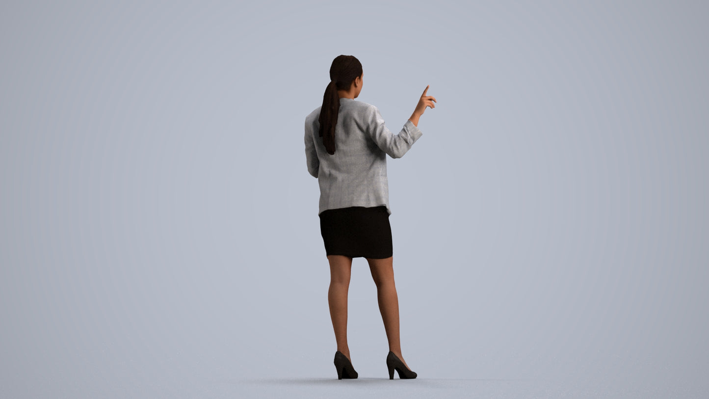realistic 3D woman business, scanned archviz people for Blender and 3ds Max, front view render