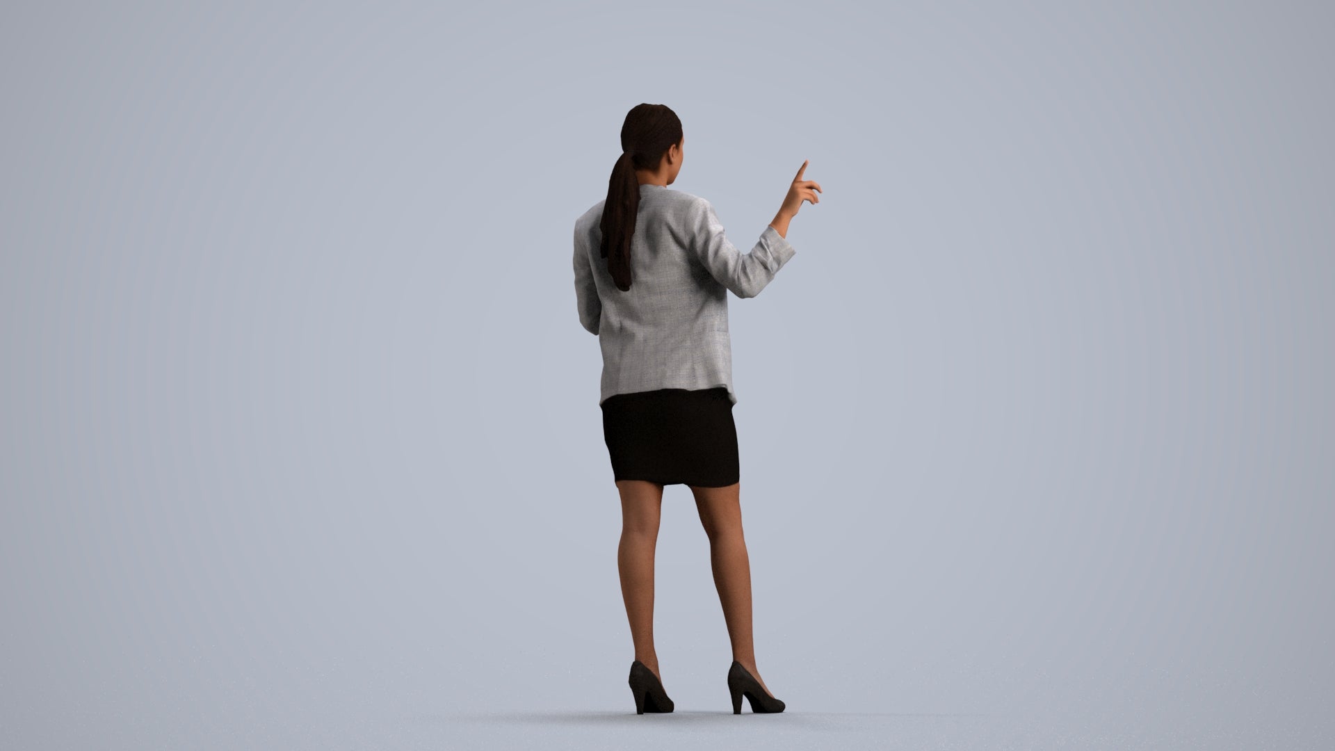 realistic 3D woman business, scanned archviz people for Blender and 3ds Max, front view render