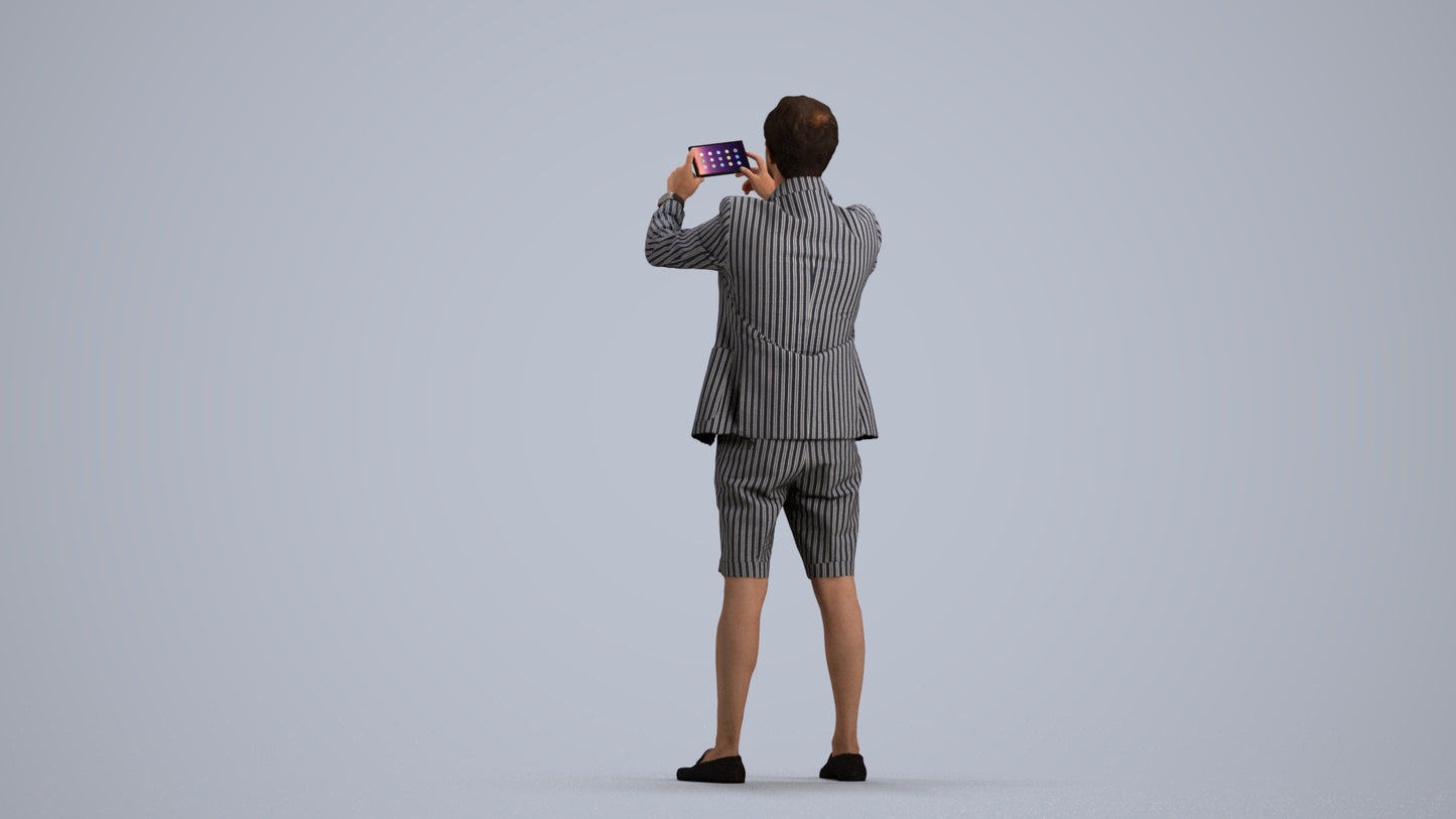 3D scanned man standing business, photorealistic archviz people for Enscape and SketchUp, front view render