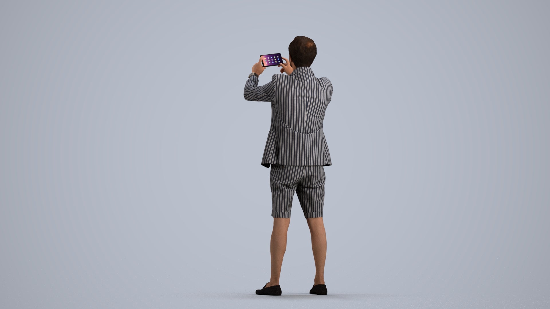 3D scanned man standing business, photorealistic archviz people for Enscape and SketchUp, front view render