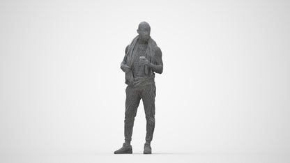 realistic 3D people man casual sport, render-ready for V-Ray and Corona, FBX OBJ, wireframe back view