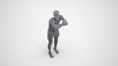 3D people model man pool, scanned human for 3ds Max rendering, wireframe three-quarter view