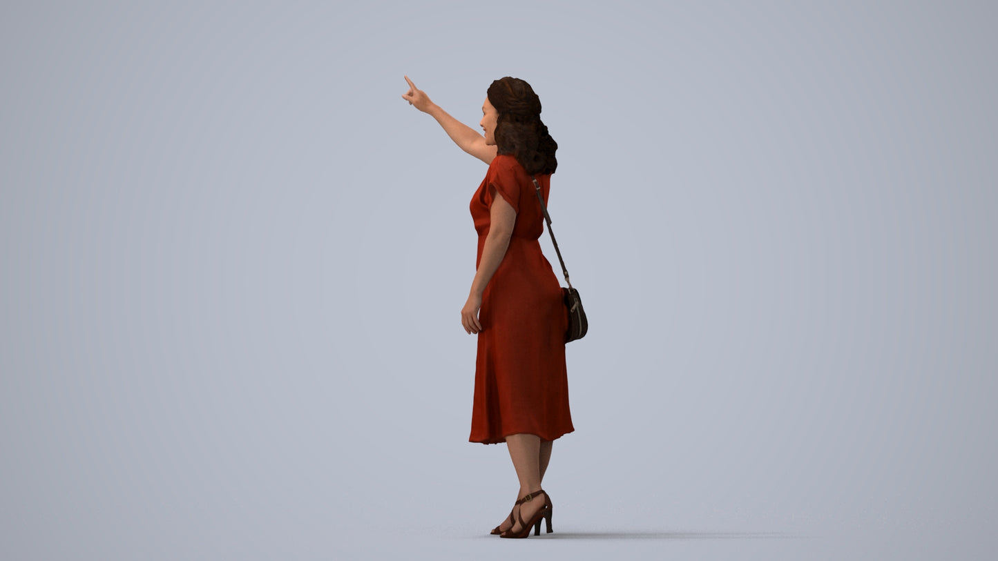 photogrammetry 3D woman casual standing, realistic human model archviz FBX, three-quarter view render