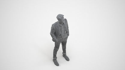 scanned 3D man business, photogrammetry people for Enscape and V-Ray, wireframe three-quarter view