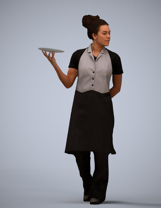 realistic 3D human woman hospitality, archviz people FBX OBJ for Blender