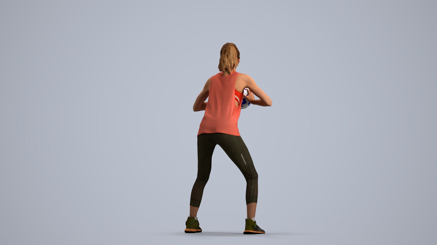 3D people model woman sport, scanned human for 3ds Max rendering, front view render