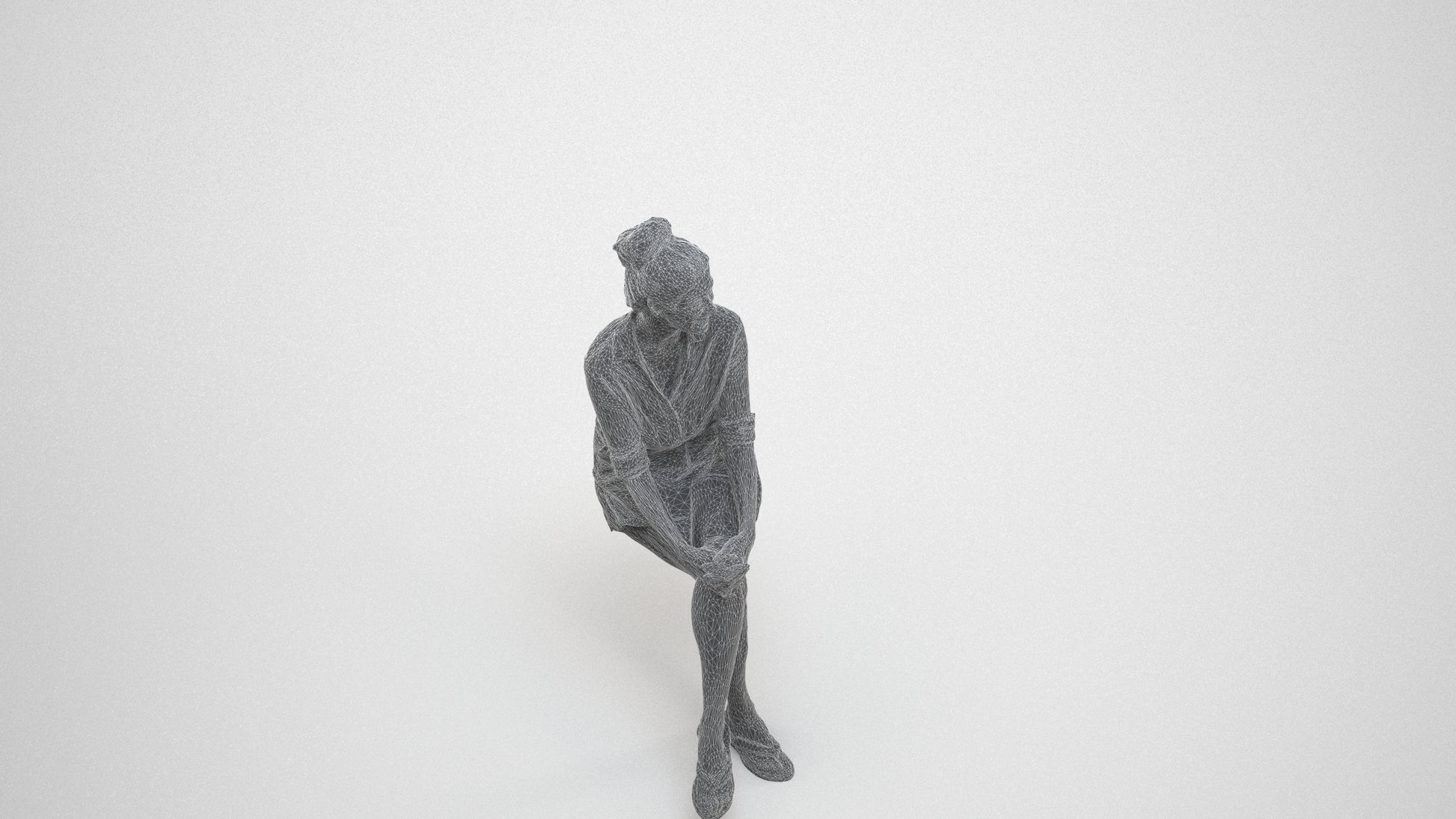 realistic 3D woman casual mix, scanned archviz people for Blender and 3ds Max, wireframe three-quarter view