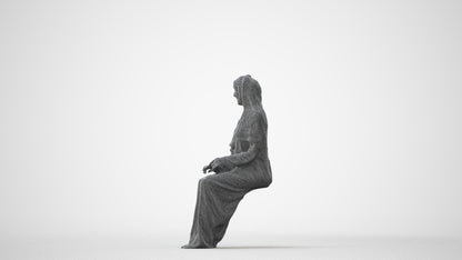 realistic 3D human woman sitting, archviz people FBX OBJ for Blender, square thumbnail