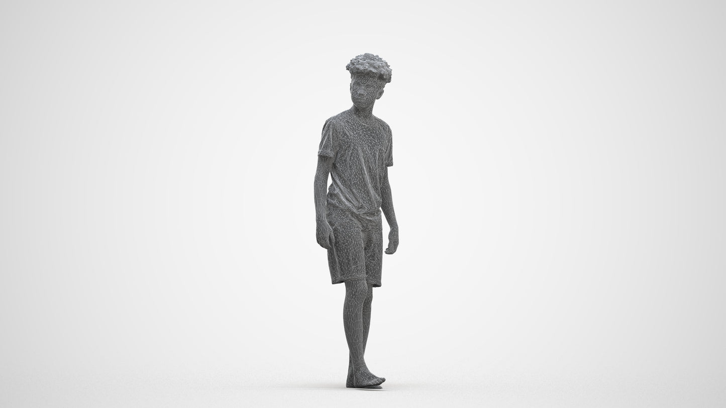 realistic 3D boy casual kids, scanned archviz people for Blender and 3ds Max, three-quarter front view render