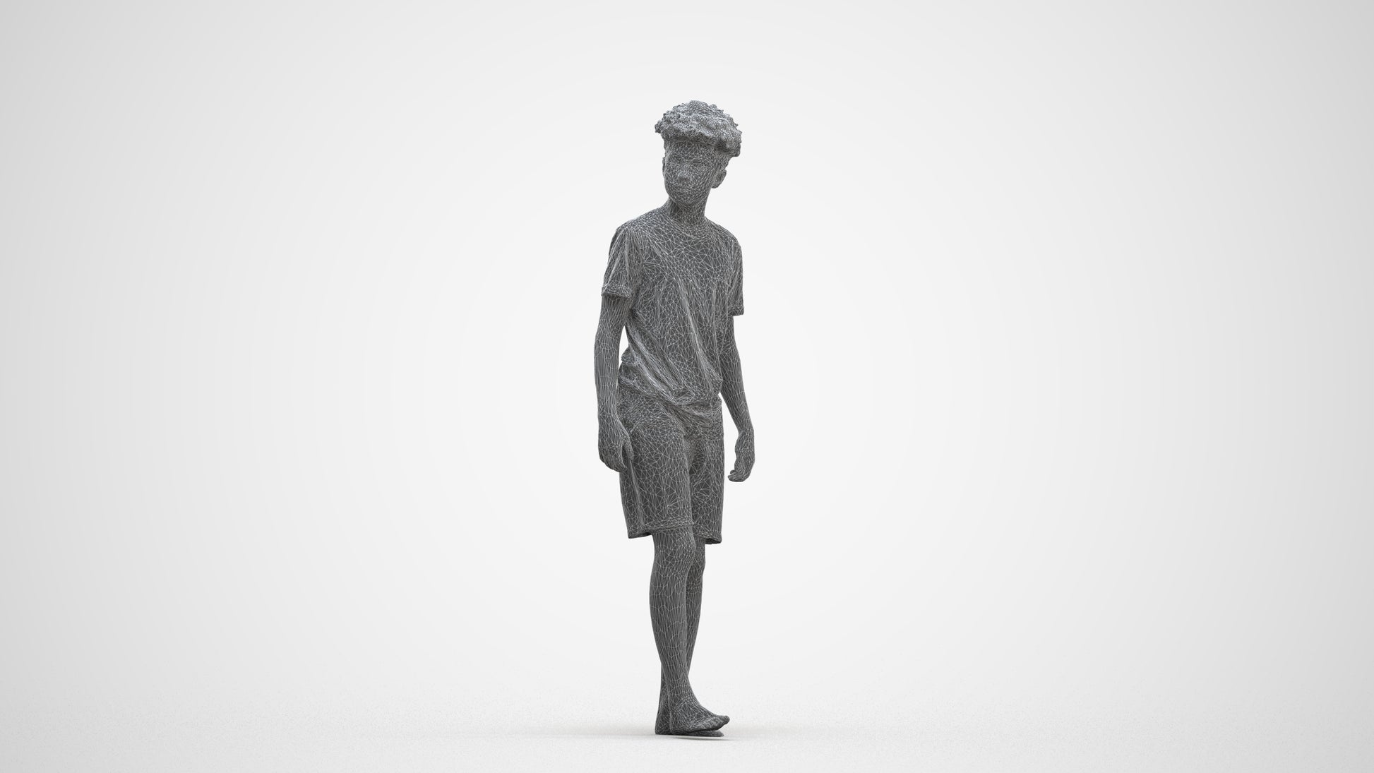 realistic 3D boy casual kids, scanned archviz people for Blender and 3ds Max, three-quarter front view render