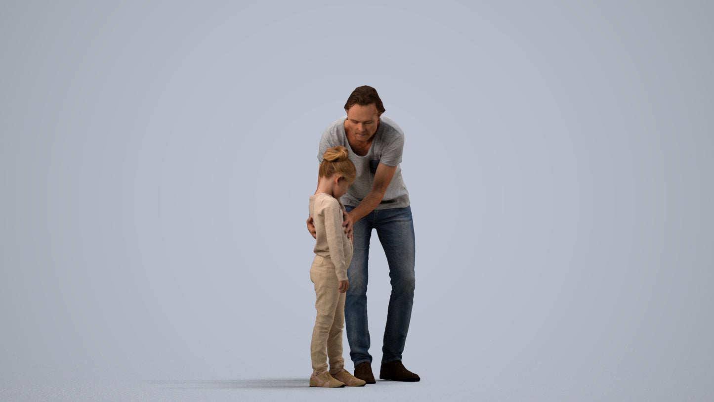 realistic 3D people girl casual kids, render-ready for V-Ray and Corona, FBX OBJ, side view render