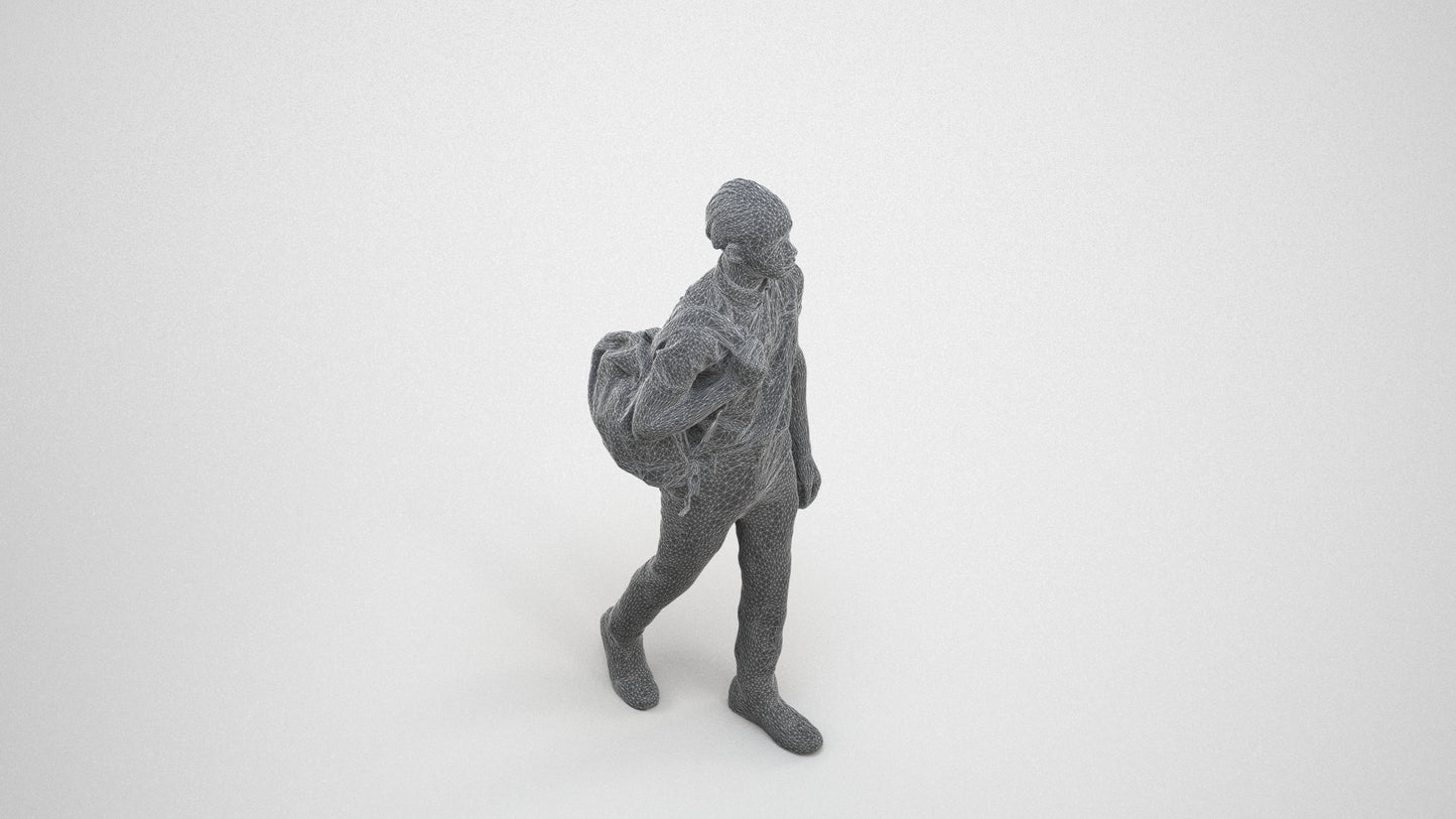 scanned 3D boy kids, photogrammetry people for Enscape and V-Ray, wireframe three-quarter view