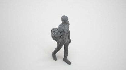 scanned 3D boy kids, photogrammetry people for Enscape and V-Ray, wireframe three-quarter view