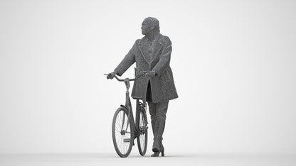 realistic 3D people woman business cycling, render-ready for V-Ray and Corona, FBX OBJ, wireframe back view