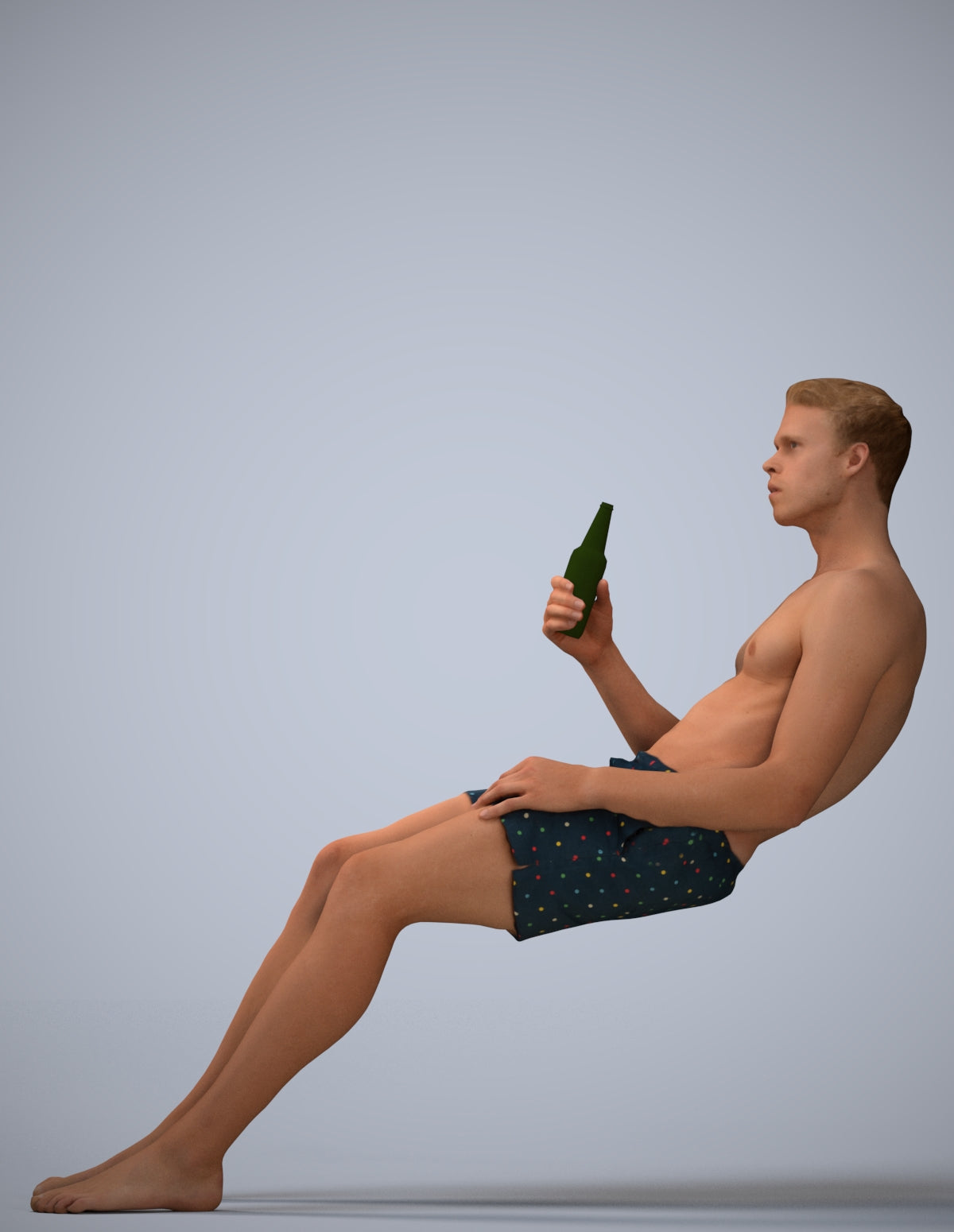 3D scanned man pool, photorealistic archviz people for Enscape and SketchUp