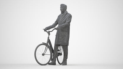 photogrammetry 3D man cycling, realistic human model archviz FBX, wireframe back view