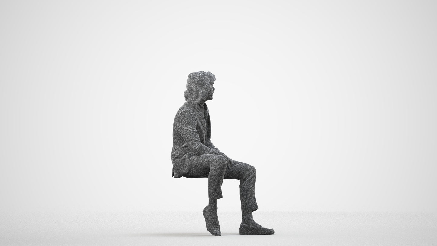 realistic 3D human man business, archviz people FBX OBJ for Blender, wireframe side view