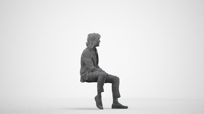 realistic 3D human man business, archviz people FBX OBJ for Blender, wireframe side view