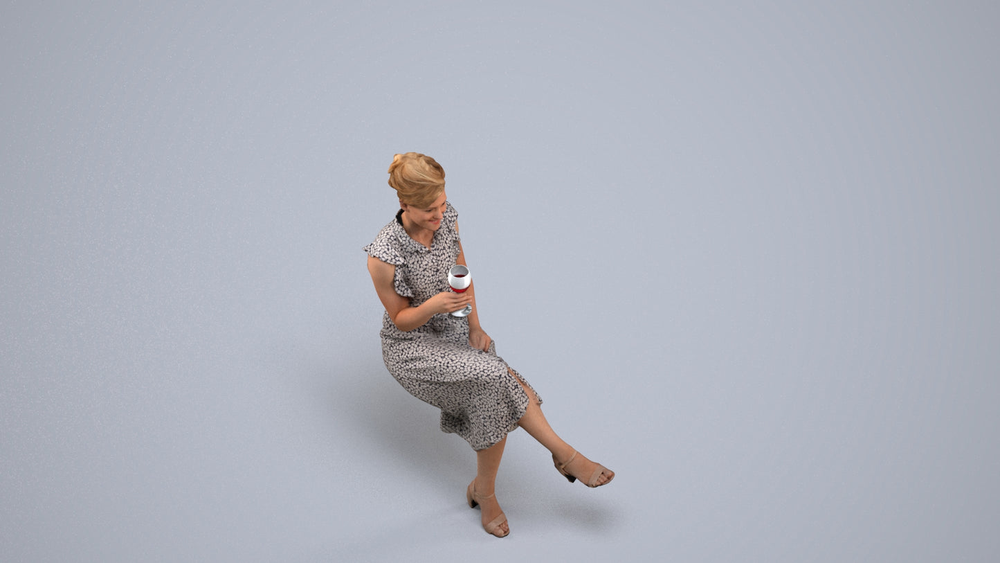 photogrammetry 3D woman casual kids, realistic human model archviz FBX, back view render