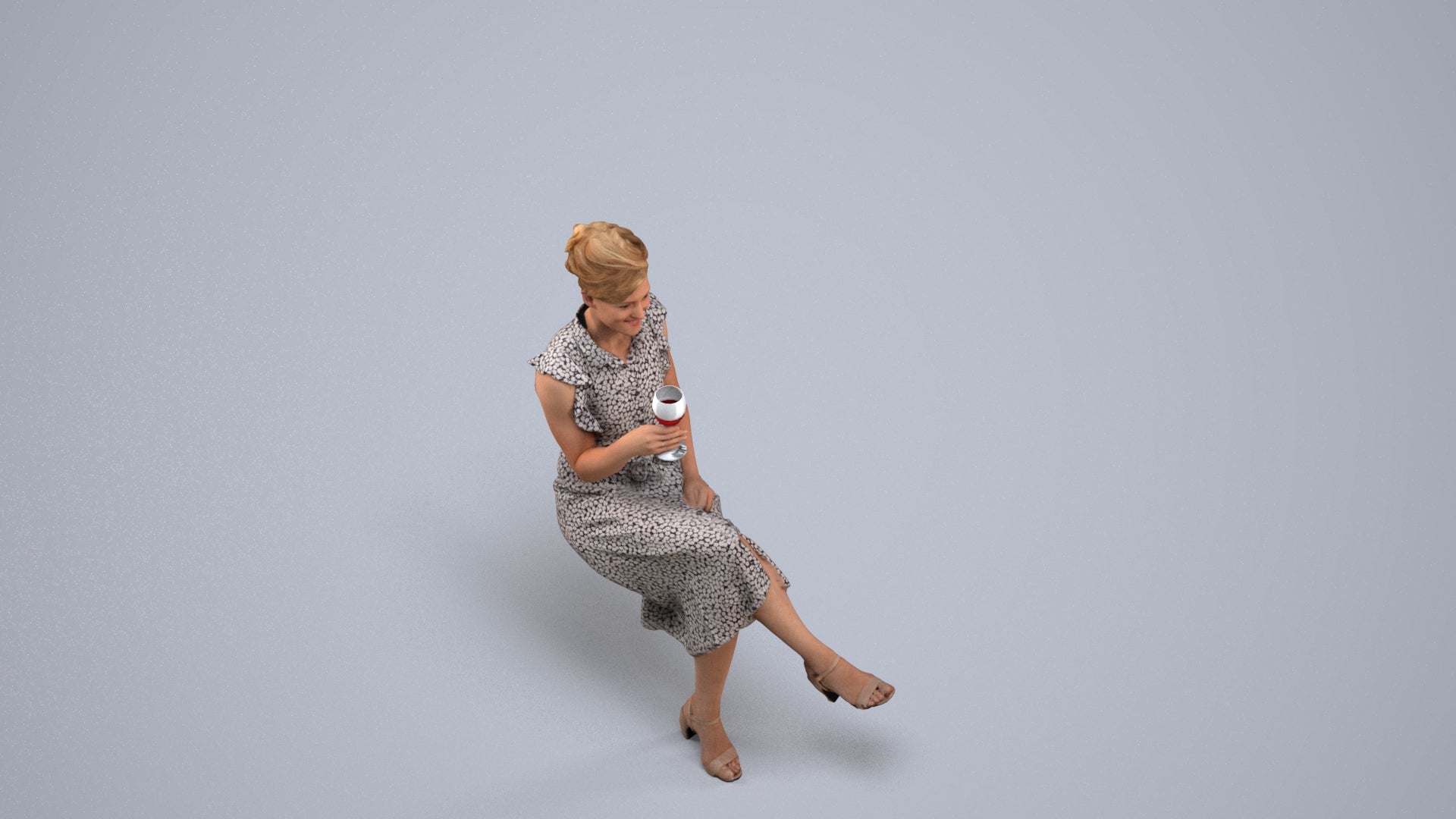 photogrammetry 3D woman casual kids, realistic human model archviz FBX, back view render