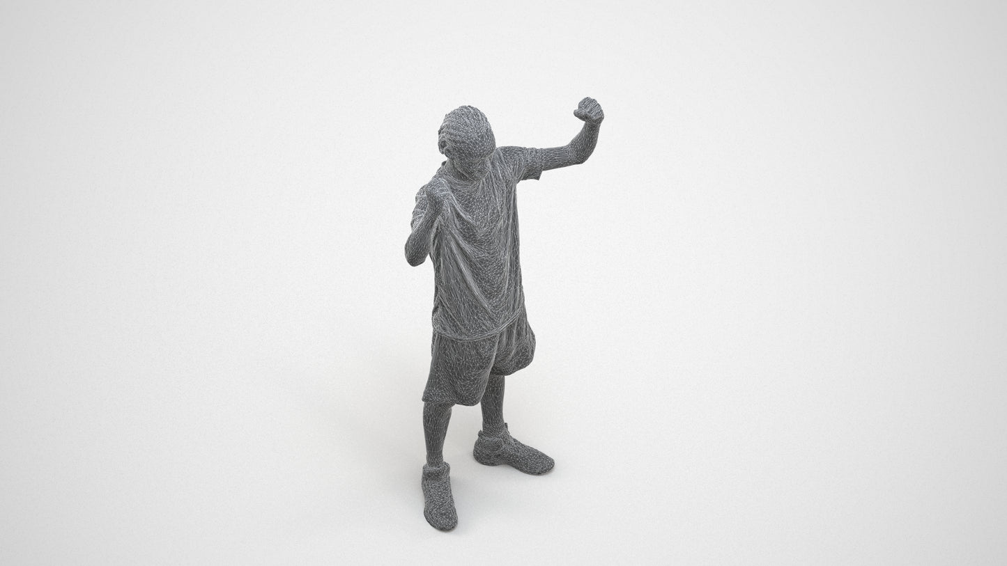 realistic 3D boy sport, scanned archviz people for Blender and 3ds Max, wireframe three-quarter view