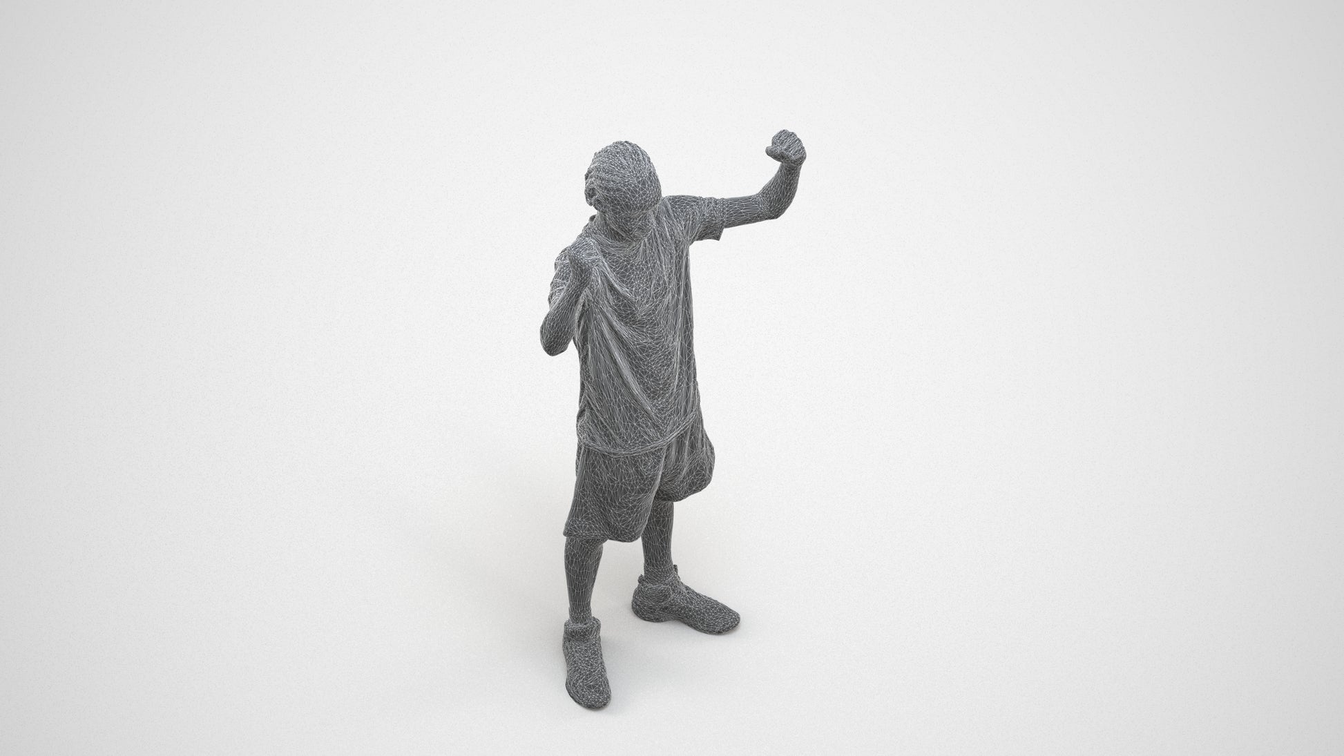 realistic 3D boy sport, scanned archviz people for Blender and 3ds Max, wireframe three-quarter view