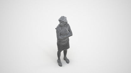 scanned 3D woman business standing, photogrammetry people for Enscape and V-Ray, wireframe three-quarter view