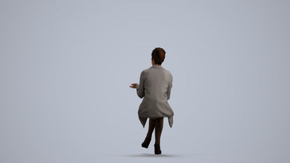 realistic 3D woman business sitting, scanned archviz people for Blender and 3ds Max, front view render
