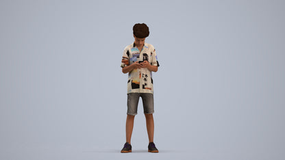 realistic 3D human boy casual kids, archviz people FBX OBJ for Blender, standing pose render