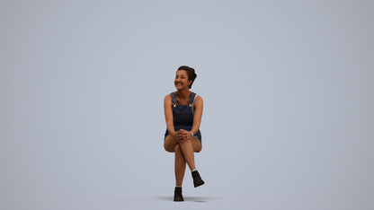 realistic 3D woman casual sitting, scanned archviz people for Blender and 3ds Max, standing pose render