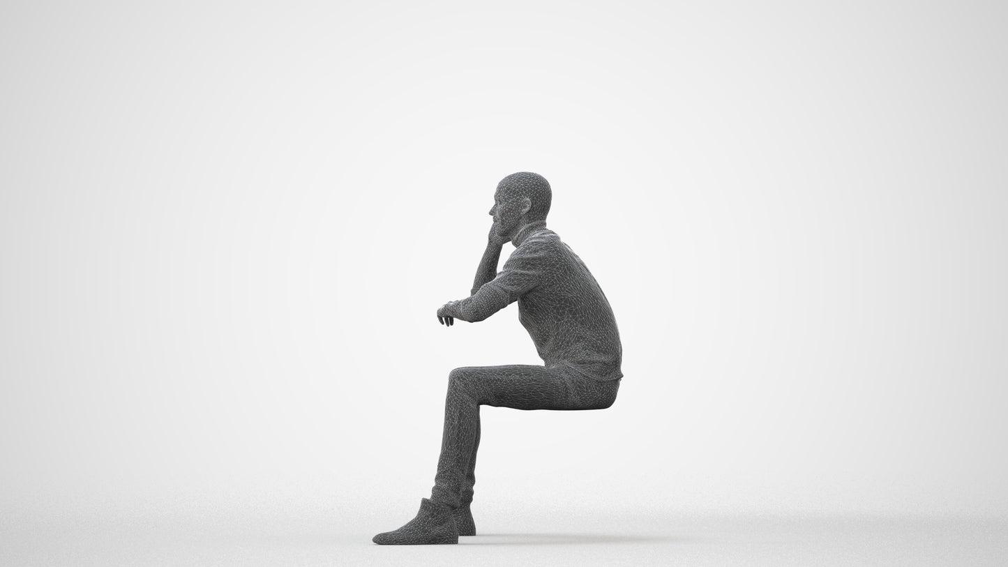 3D human model man casual business, photogrammetry scanned person for archviz, square thumbnail